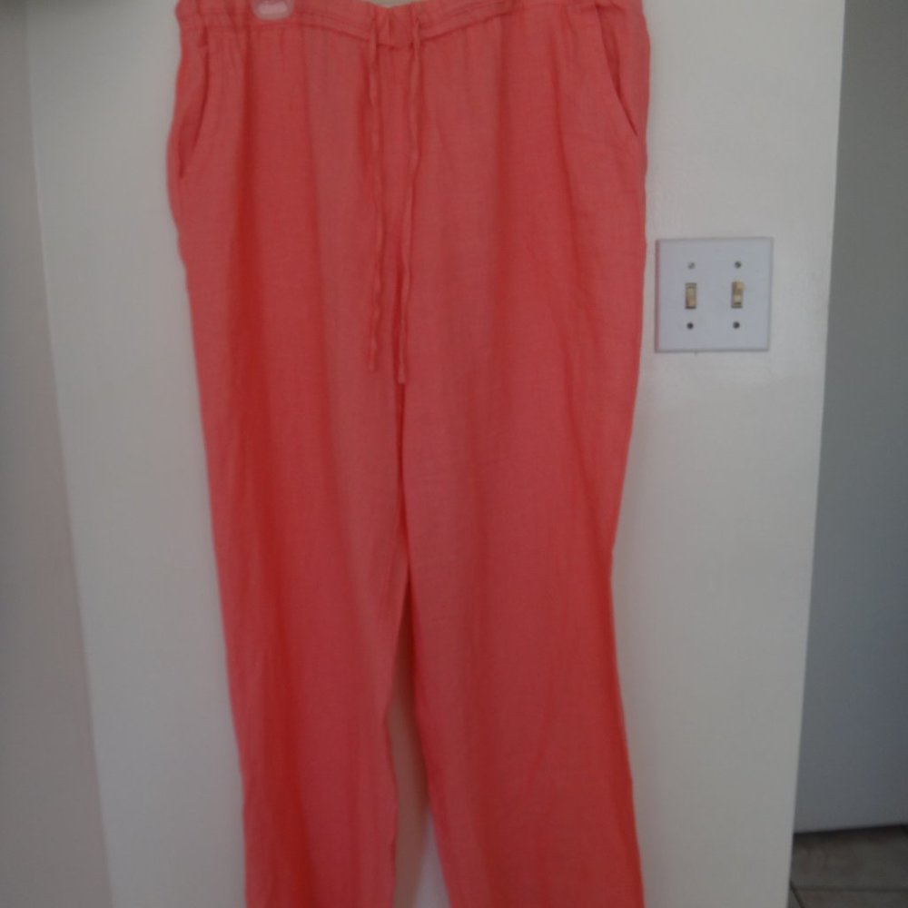 NEW Women 100% Linen Relaxed Fit Pants  Sz 18